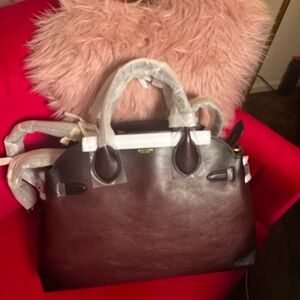 Coach Leather Satchel in Dark Brown